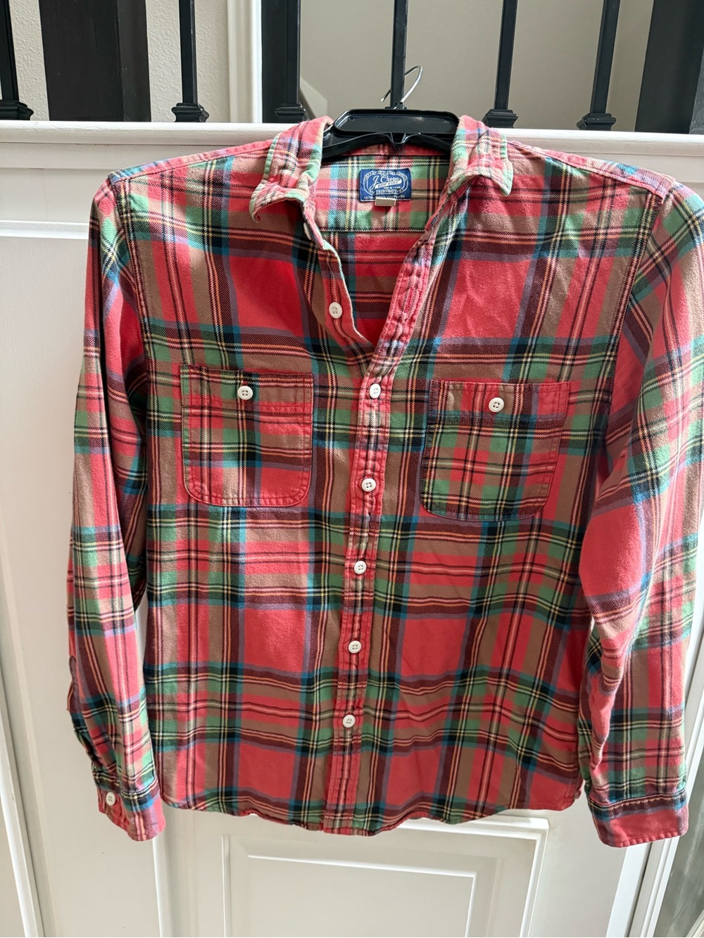 J. Crew Red and Green Plaid Button-Down Shirt - 100% cotton